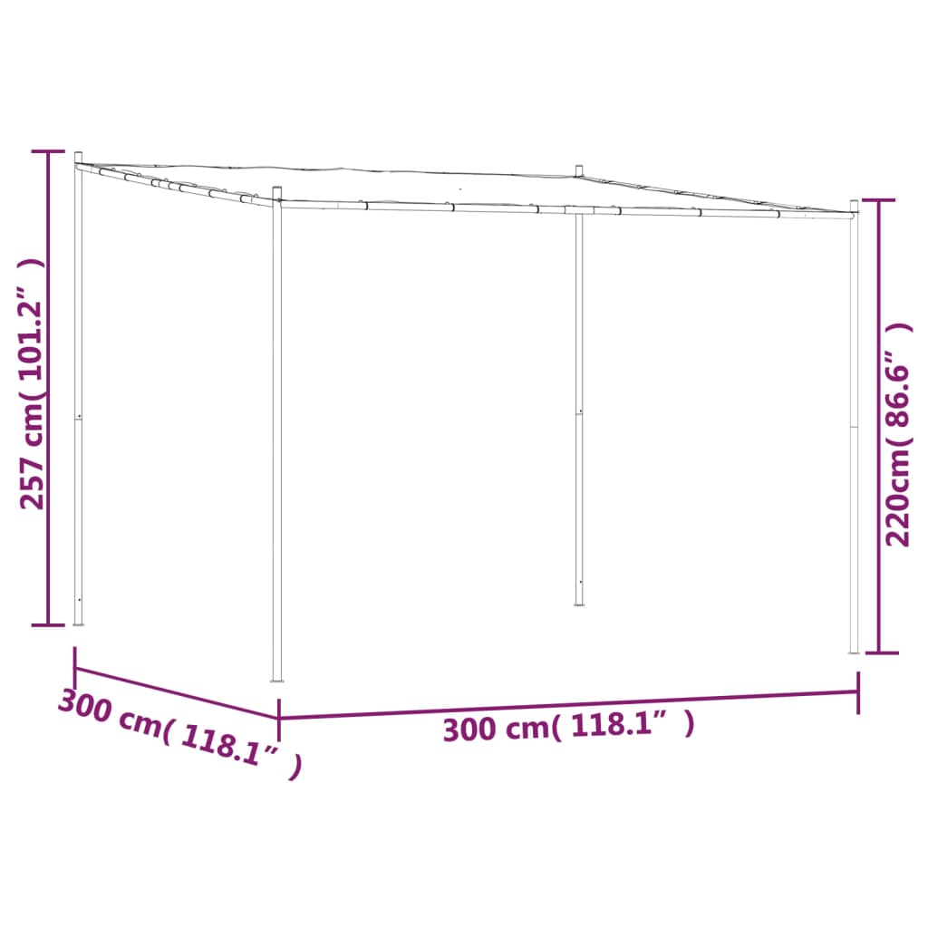 vidaXL Κιόσκι Ανθρακί 3x3 μ. 180 γρ/μ² από Ύφασμα και Ατσάλι