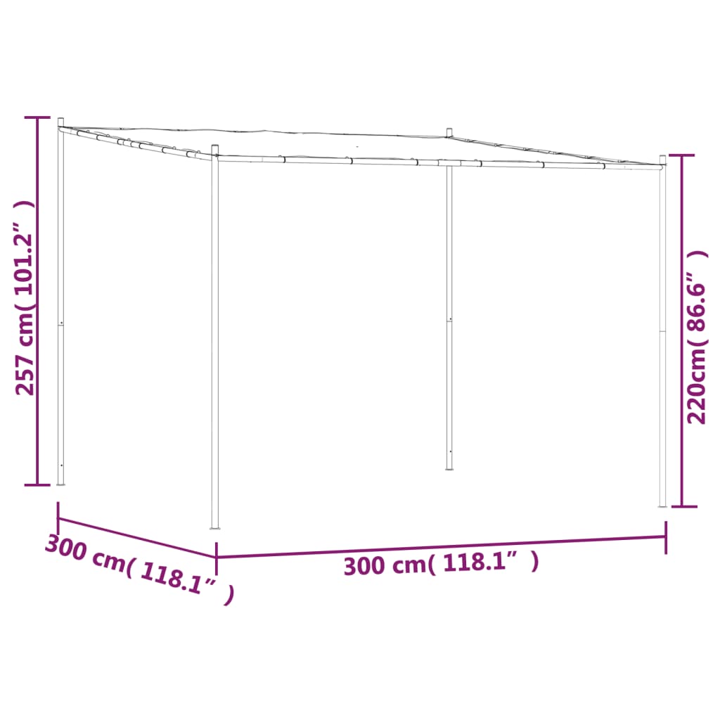 vidaXL Κιόσκι Μπεζ 3x3 μ. 180 γρ/μ² από Ύφασμα και Ατσάλι