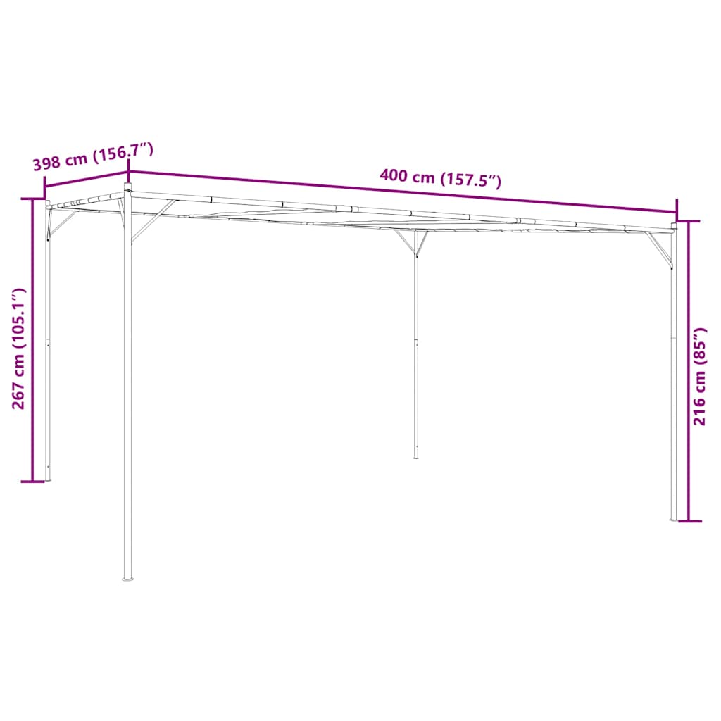 vidaXL Κιόσκι Λευκό 4x4 μ. 180 γρ/μ² από Ύφασμα και Ατσάλι