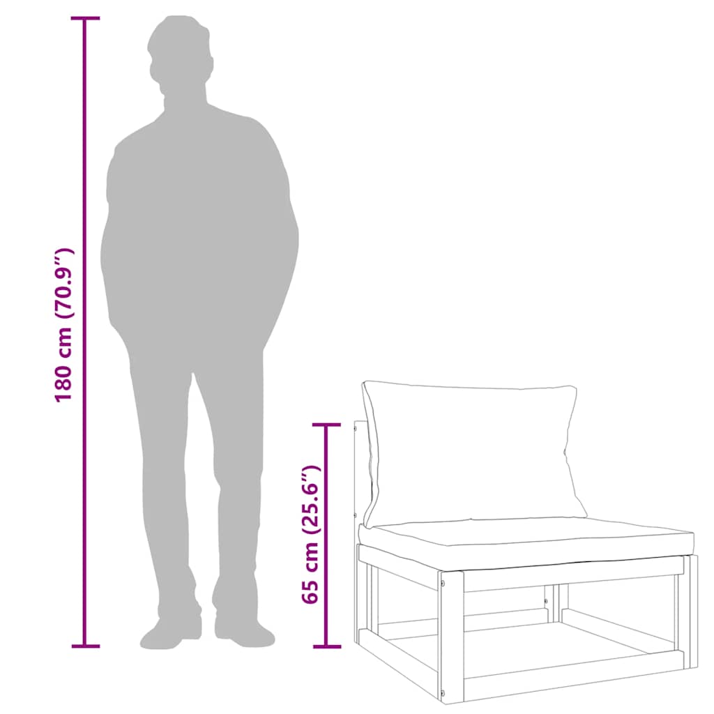 vidaXL Καναπές Κήπου Μεσαίος Μασίφ Ξύλο Ακακίας με Γκρι/Μπεζ Μαξιλάρια