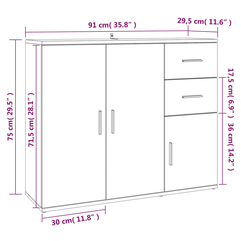 vidaXL Ντουλάπι Καπνιστή Δρυς 91x29,5x75 εκ. από Επεξεργασμένο Ξύλο