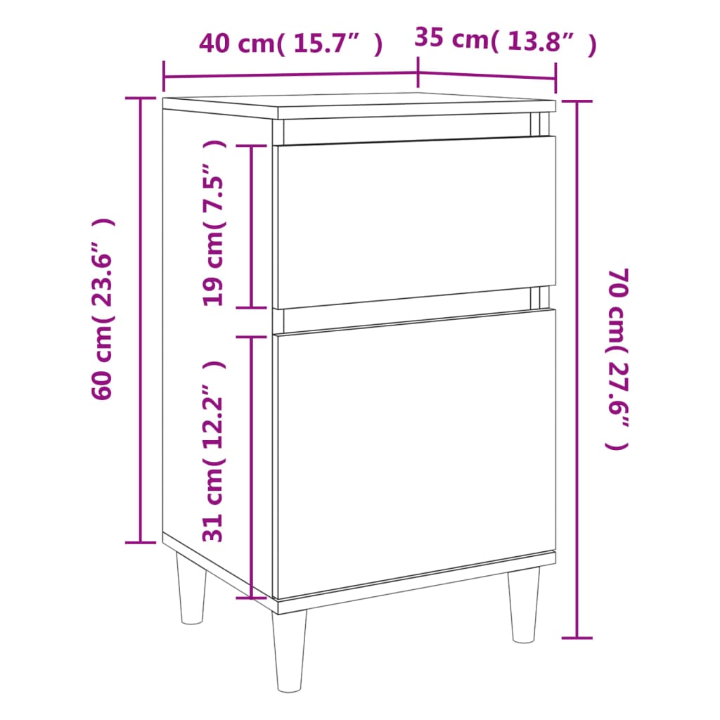 vidaXL Κομοδίνο Καπνιστή Δρυς 40x35x70 εκ.