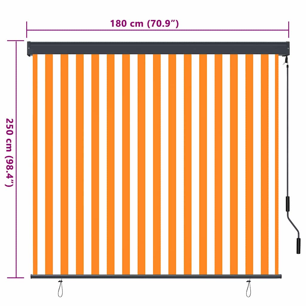 vidaXL Ρόλερ Λευκό και Πορτοκαλί 180 x 250 cm Ύφασμα και Αλουμίνιο