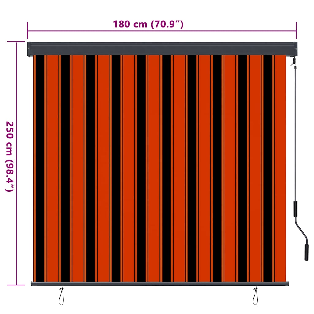 vidaXL Ρόλερ Ριγέ Πορτοκαλί και Καφέ 180 x 250 cm Ύφασμα και Αλουμίνιο