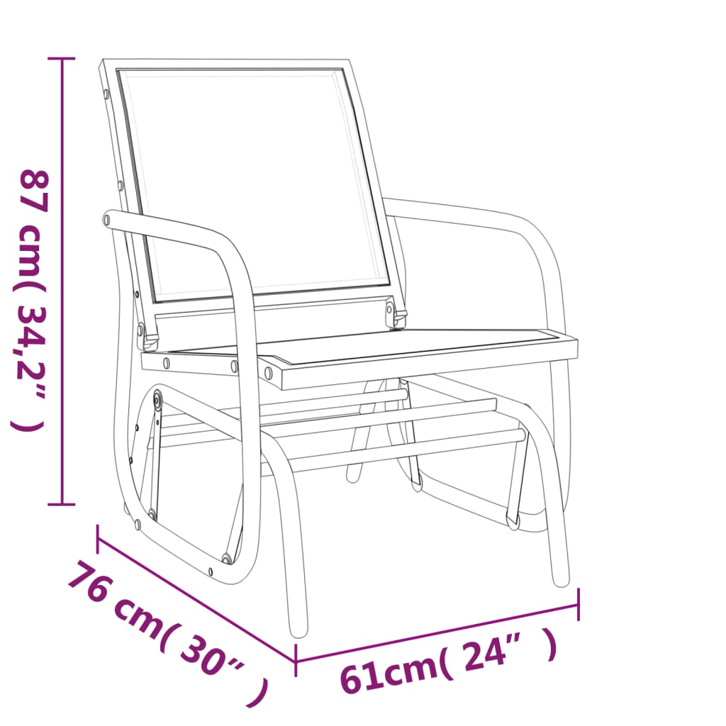 vidaXL Καρέκλες Κήπου Κουνιστές 2 τεμ Καφέ 61x76x87εκ Textilene/Ατσάλι