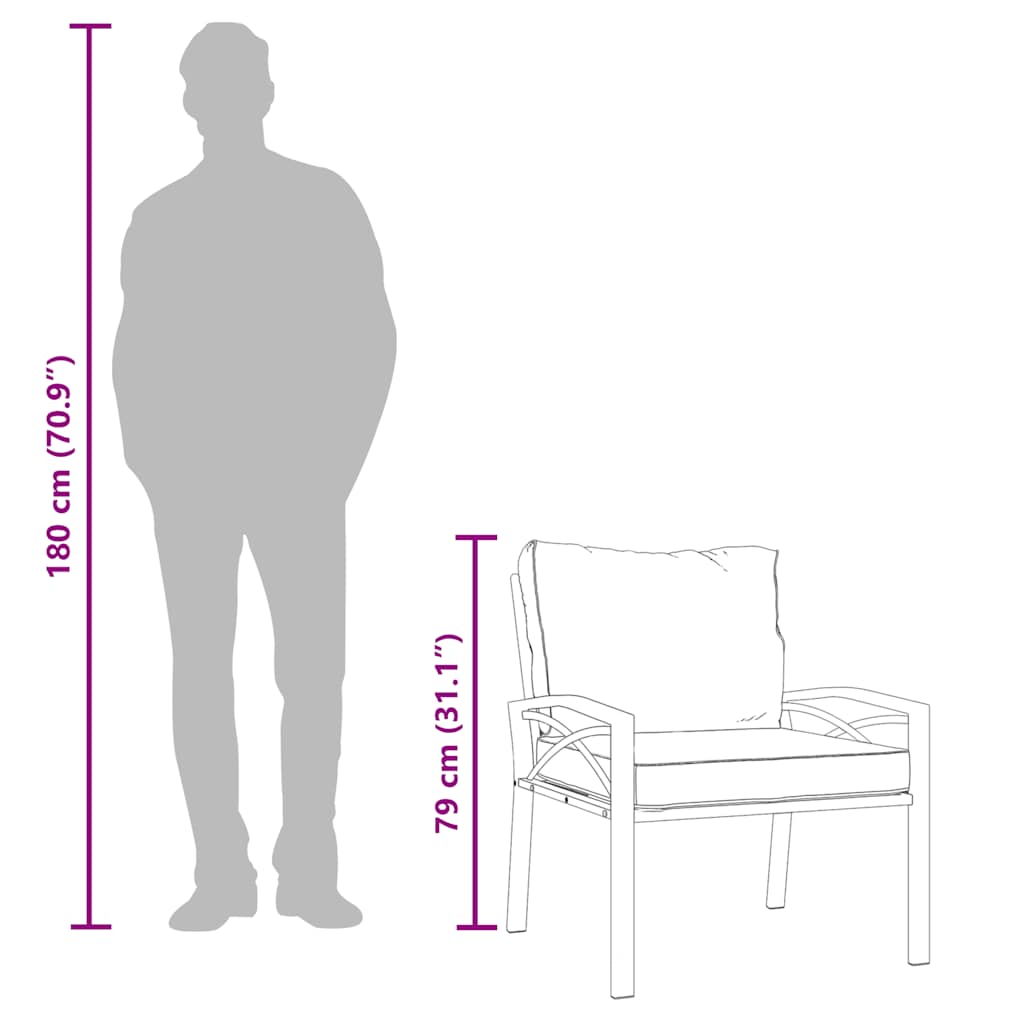 vidaXL Καρέκλα Κήπου 68 x 76 x 79 εκ. Ατσάλινη Μαξιλάρια Χρώμα Άμμου