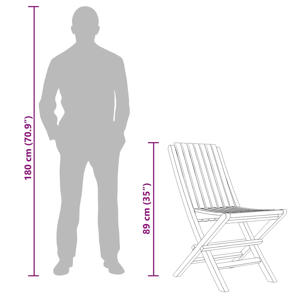 vidaXL Καρέκλες Κήπου Πτυσσόμενες 2 τεμ. 47x47x89 εκ. Μασίφ Ξύλο Teak