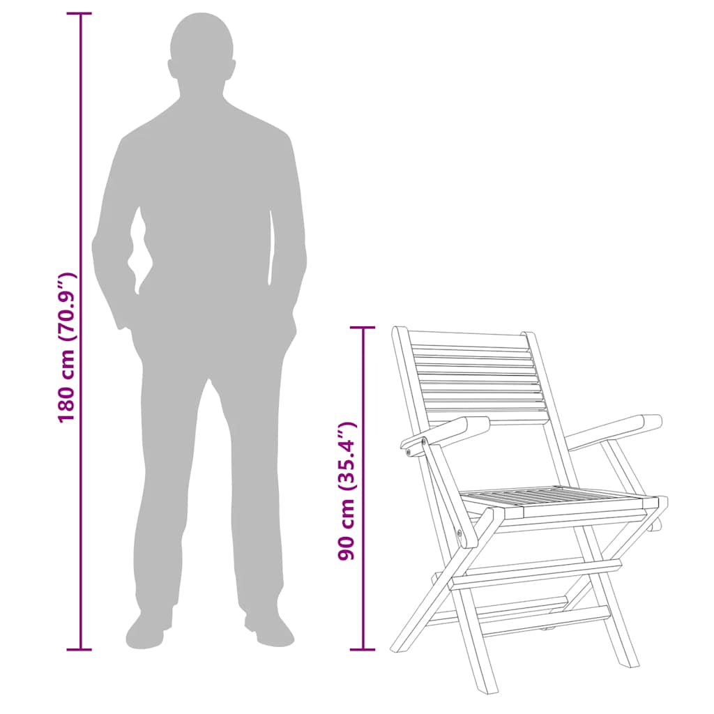 vidaXL Καρέκλες Κήπου Πτυσσόμενες 2 τεμ. 55x62x90 εκ. Μασίφ Ξύλο Teak