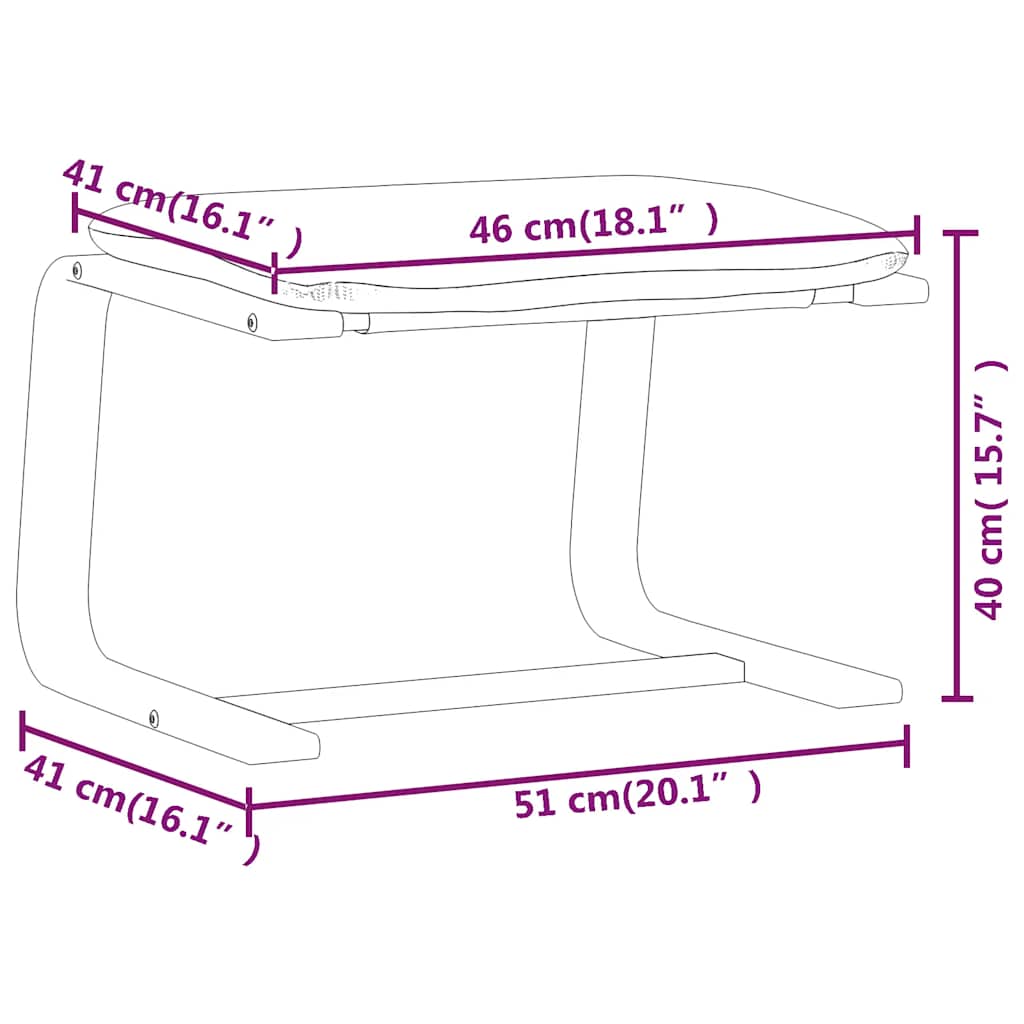 vidaXL Υποπόδιο Μαύρο 51 x 41 x 40 εκ. Υφασμάτινο