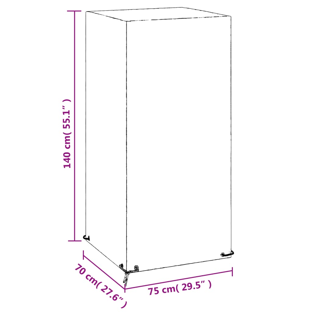 vidaXL Καλύμματα Καρέκλας με 8 Κρίκους 2 τεμ. 75x70x140 εκ Πολυαιθ.