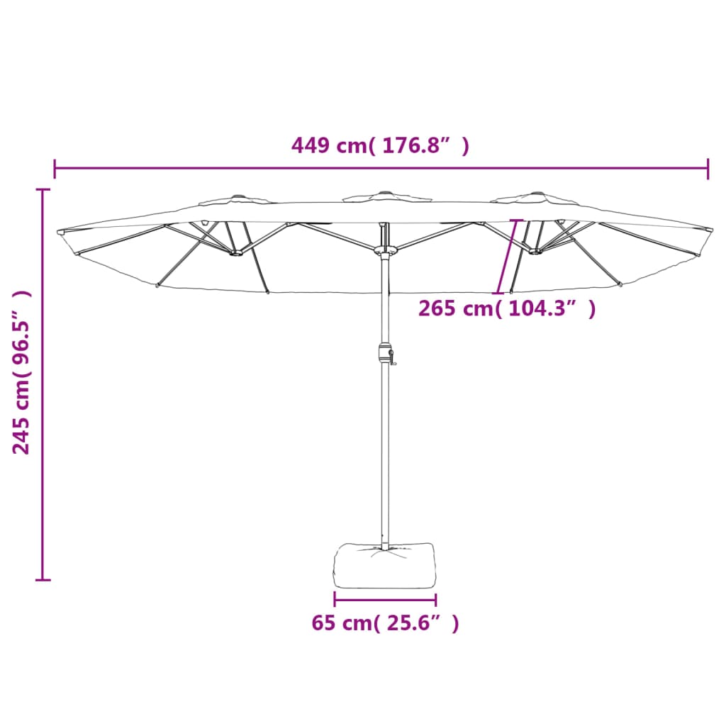 vidaXL Ομπρέλα με Διπλή Κορυφή Πράσινη 449 x 265 εκ.