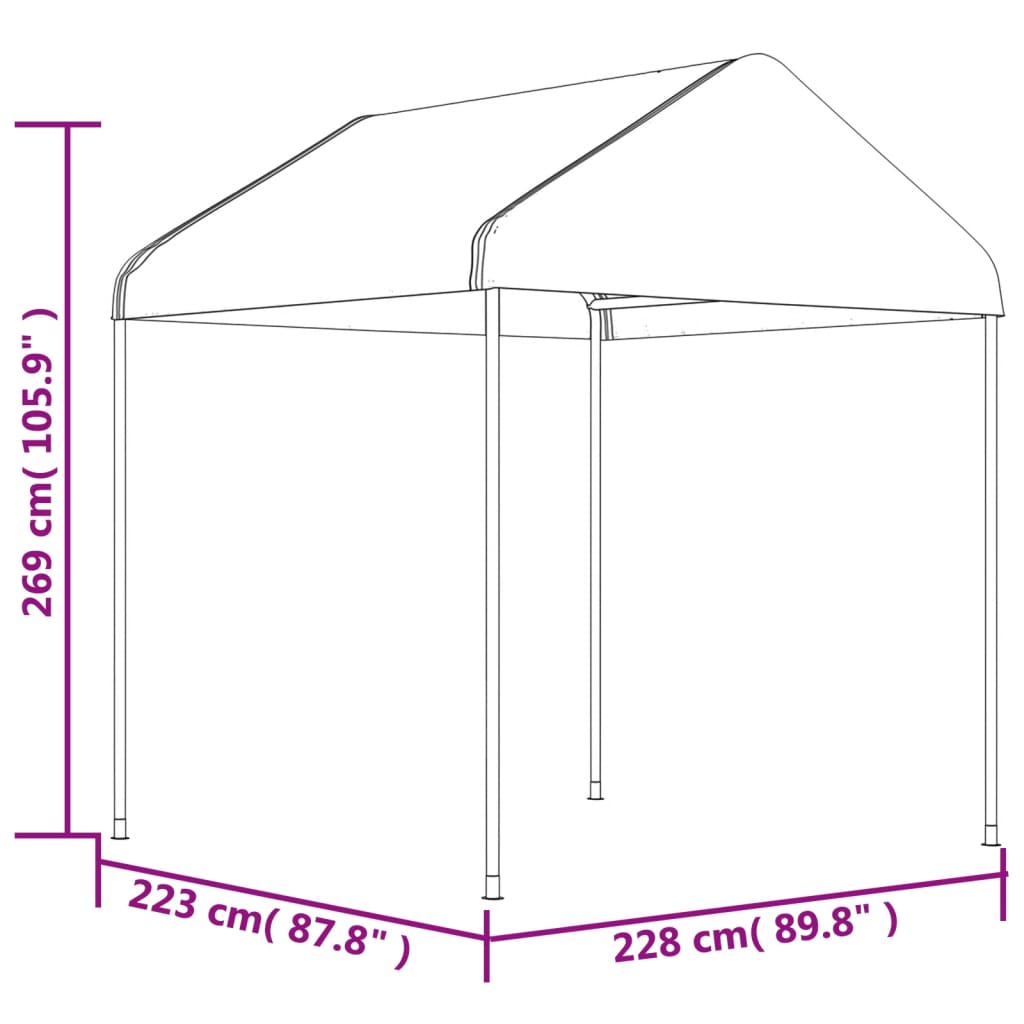 vidaXL Κιόσκι με Τέντα Λευκό 4,46 x 2,28 x 2,69 μ. από Πολυαιθυλένιο