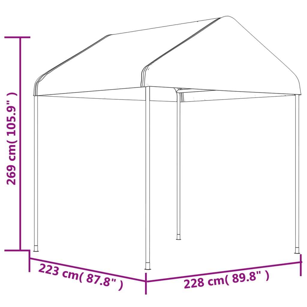 vidaXL Κιόσκι με Τέντα Λευκό 15,61 x 2,28 x 2,69 μ. από Πολυαιθυλένιο