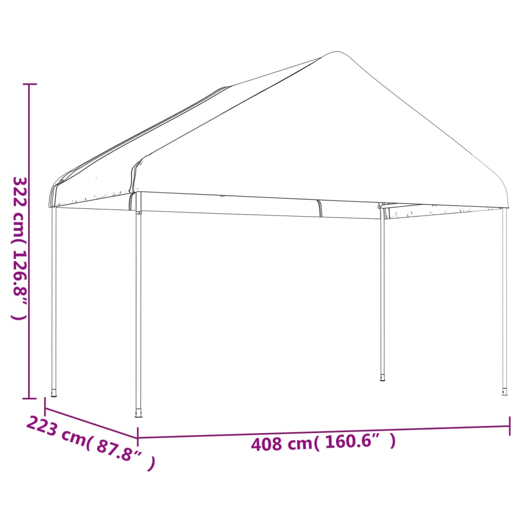 vidaXL Κιόσκι με Τέντα Λευκό 15,61 x 4,08 x 3,22 μ. από Πολυαιθυλένιο
