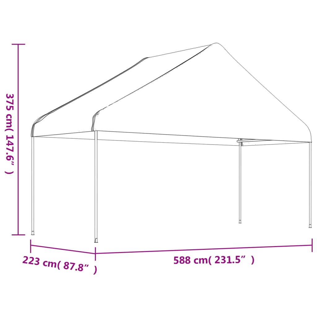 vidaXL Κιόσκι με Τέντα Λευκό 20,07 x 5,88 x 3,75 μ. από Πολυαιθυλένιο