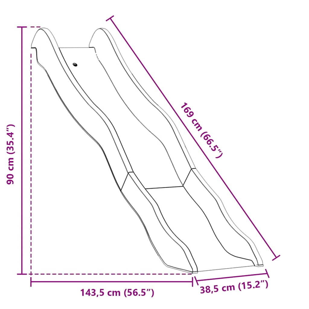 vidaXL Τσουλήθρα Μπλε 174 x 38 εκ. από Πολυπροπυλένιο