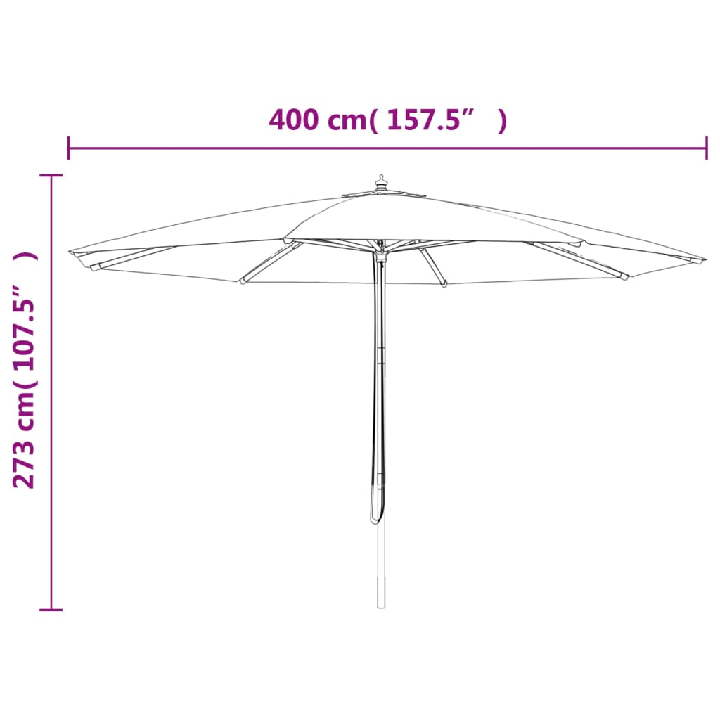 vidaXL Ομπρέλα Κήπου με Ξύλινο Ιστό Taupe 400 x 273 εκ.