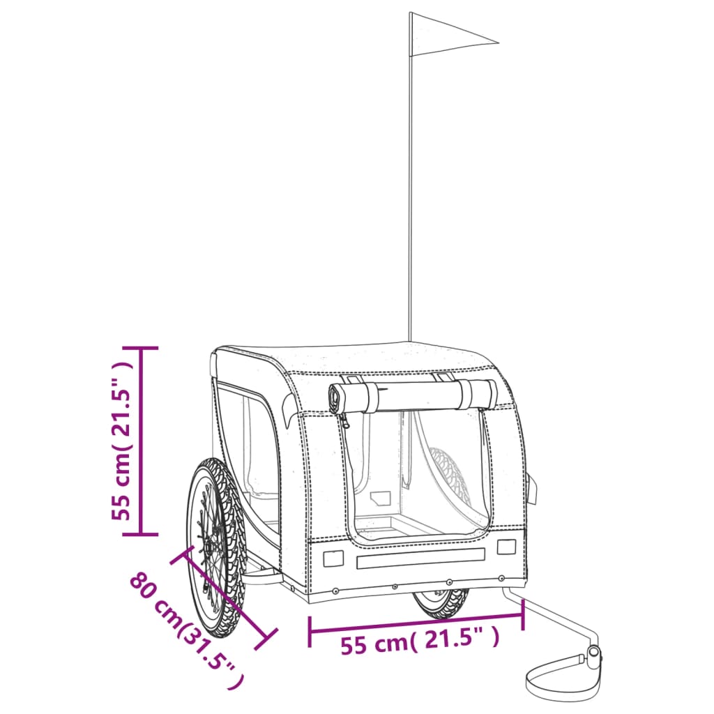 vidaXL Τρέιλερ Ποδηλάτου Κατοικίδιων Μαύρο Ύφασμα Oxford/Σίδηρος