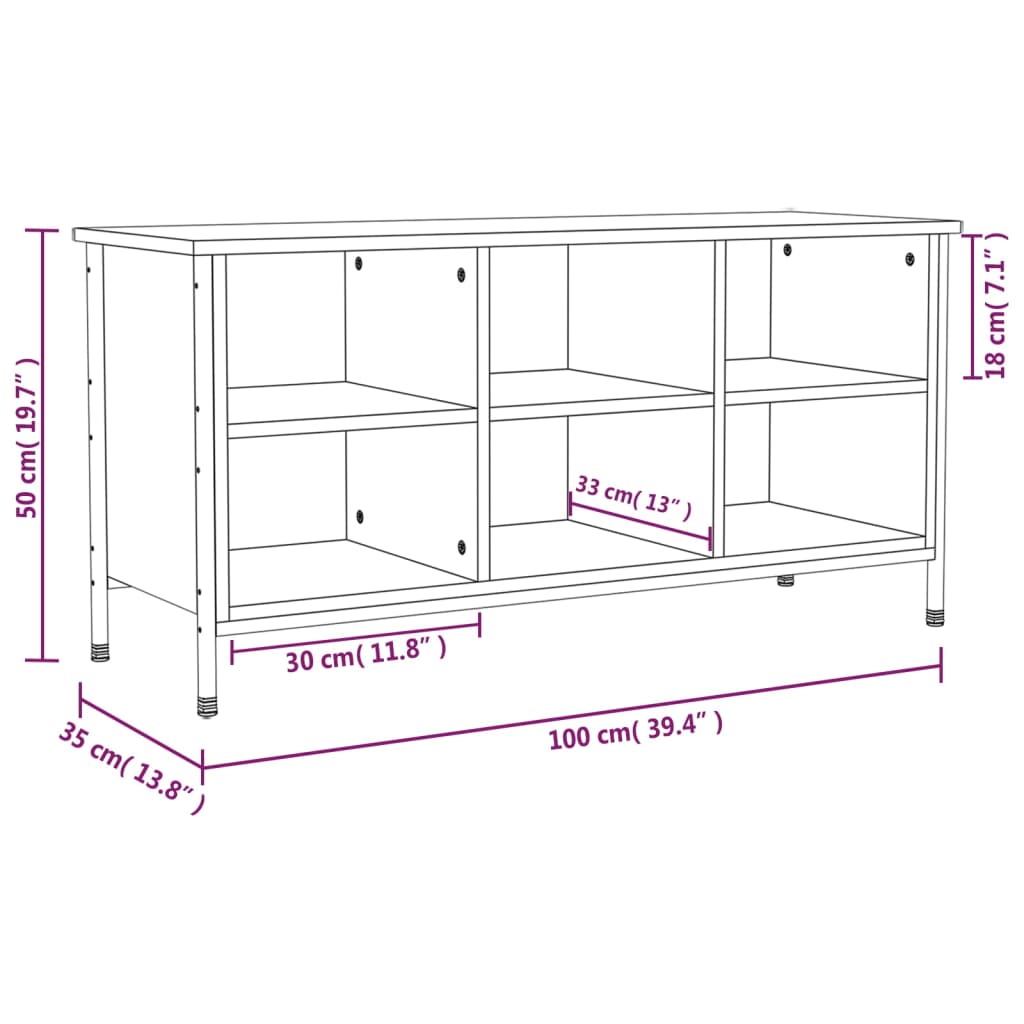 vidaXL Παπουτσοθήκη Γκρι Sonoma 100x35x50 εκ. από Επεξεργασμένο Ξύλο