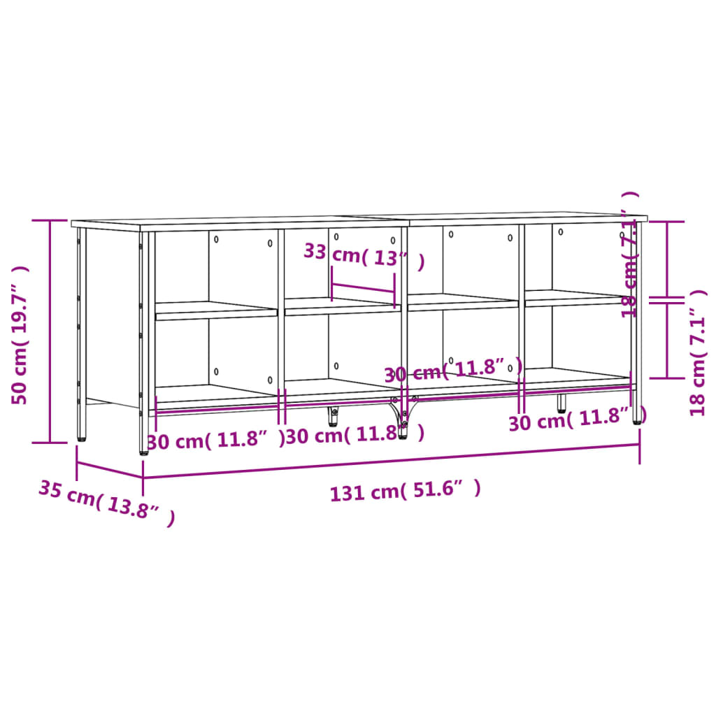vidaXL Παπουτσοθήκη Καπνιστή Δρυς 131 x 35 x 50 εκ. από Επεξεργ. Ξύλο