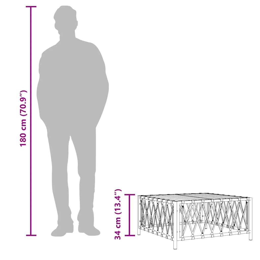 vidaXL Τραπέζι Κήπου Λευκό 70 x 70 x 34 εκ. από Πλεγμένο Ύφασμα