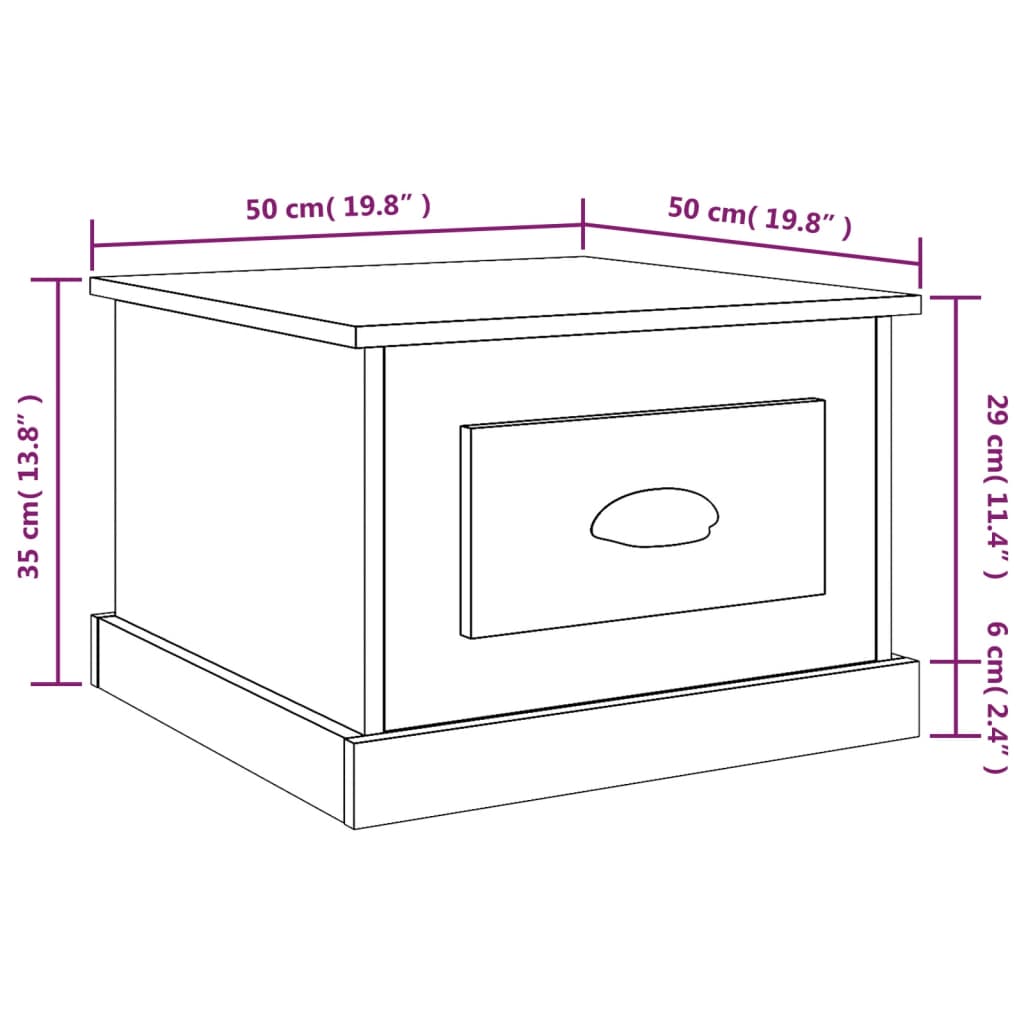 vidaXL Τραπεζάκι Σαλονιού Καπνιστή Δρυς 50x50x35 εκ. Επεξεργασμ. Ξύλο