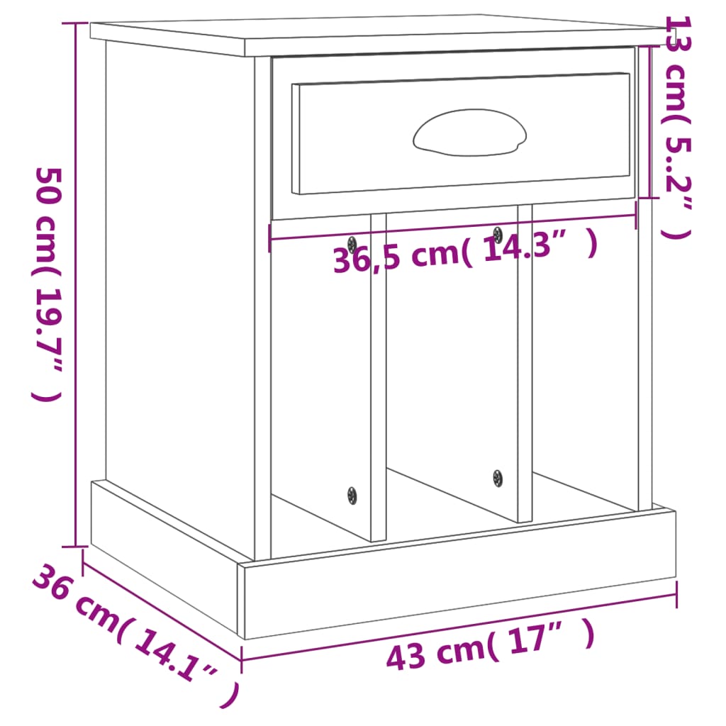 vidaXL Κομοδίνα 2 τεμ. Γυαλιστερό Λευκό 43x36x50 εκ.