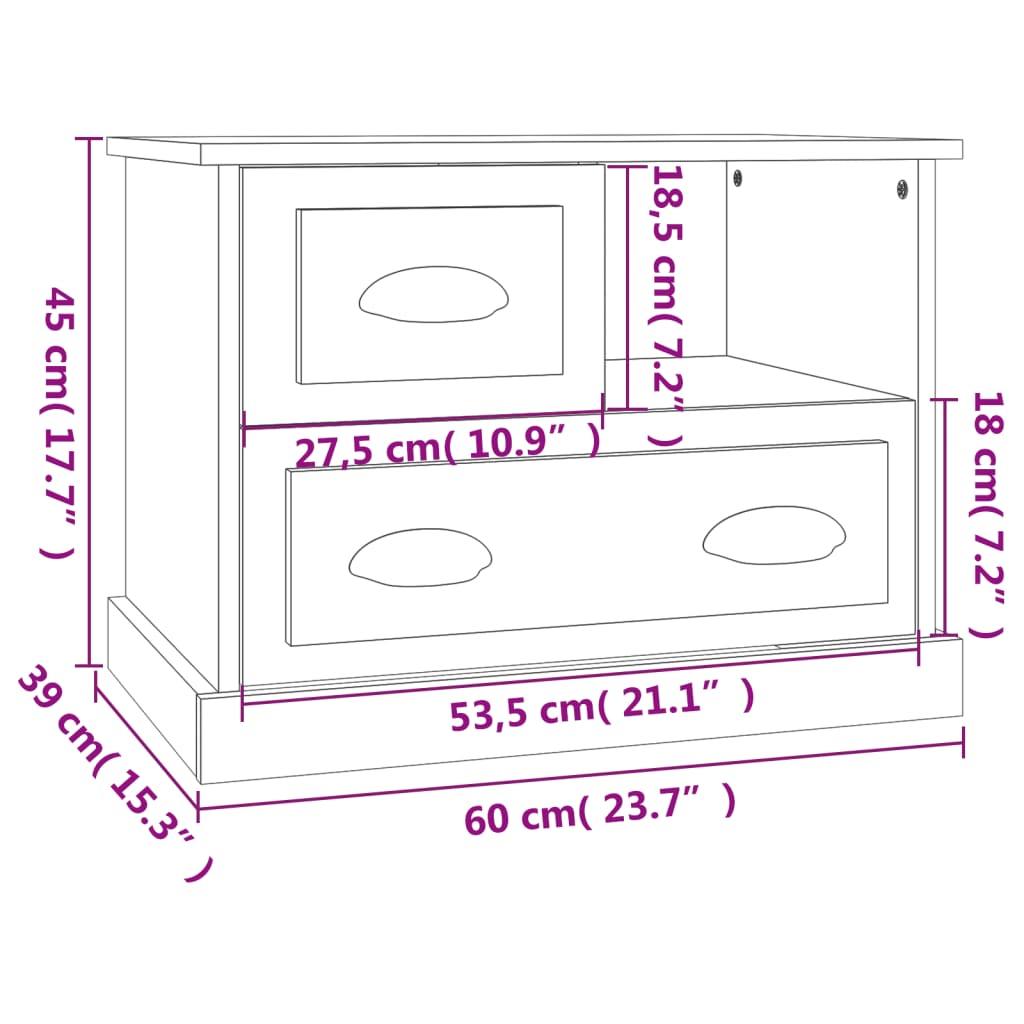 vidaXL Κομοδίνα Γκρι Σκυροδέματος 60x39x45 εκ.