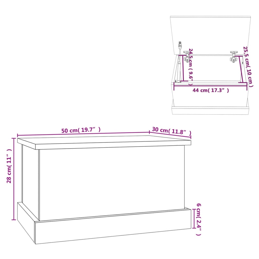 vidaXL Κουτί Αποθήκευσης Sonoma Δρυς 50x30x28 εκ. από Τεχνητό Ξύλο