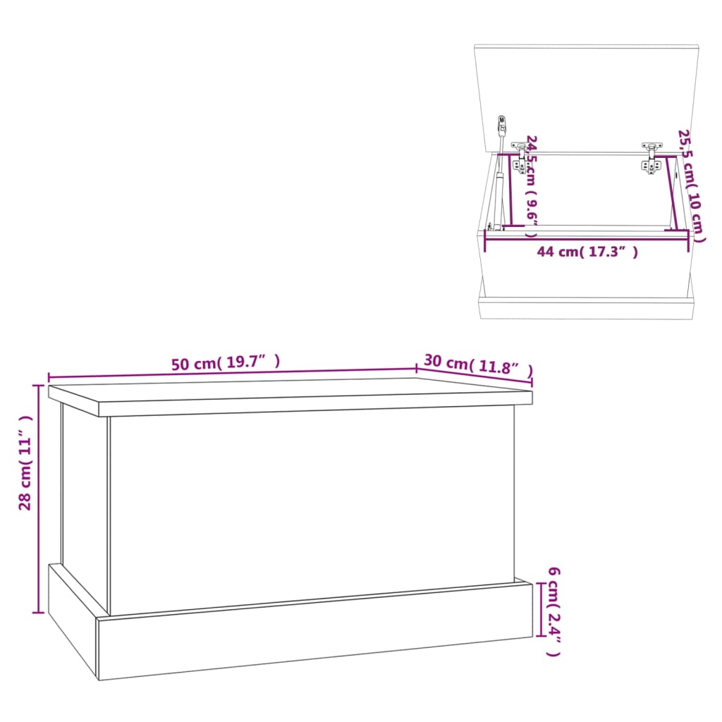 vidaXL Κουτί Αποθήκευσης Γκρι Σκυροδέματος 50x30x28 εκ. Επεξεργ. Ξύλο