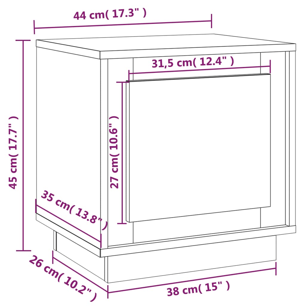 vidaXL Κομοδίνα 2 τεμ. Γκρι Σκυρ. 44x35x45 εκ. από Επεξεργασμένο Ξύλο