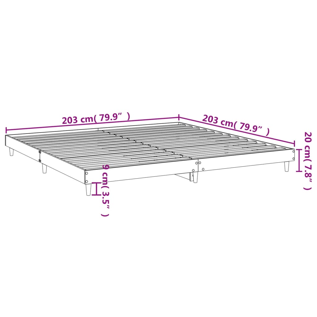 vidaXL Πλαίσιο Κρεβατιού Γκρι Sonoma 200x200 εκ. Επεξεργασμένο Ξύλο