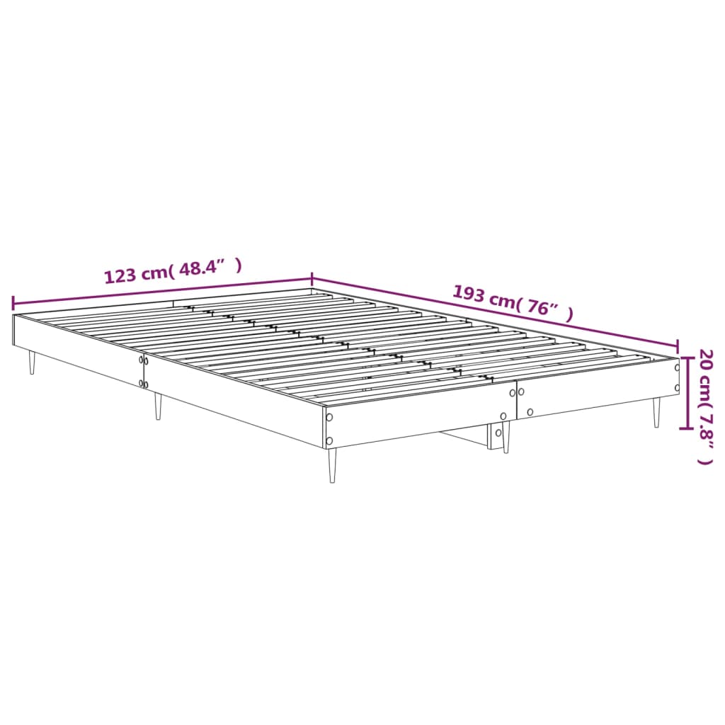 vidaXL Πλαίσιο Κρεβατιού Γκρι Σκυροδέματος 120x190 εκ. Επεξεργ. Ξύλο