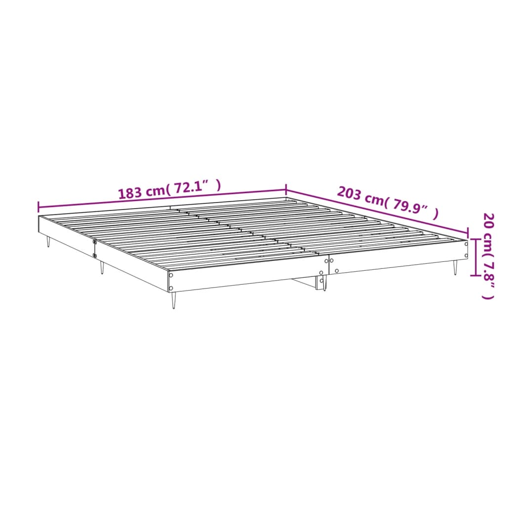 vidaXL Πλαίσιο κρεβατιού χωρίς στρώμα 180x200 εκ. Επεξεργασμένο Ξύλο