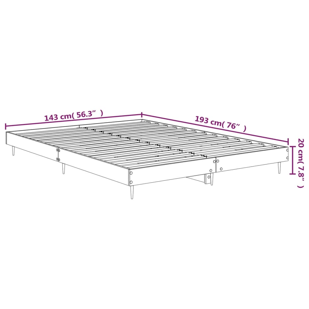 vidaXL Πλαίσιο Κρεβατιού Γκρι Sonoma 140x190 εκ. Επεξεργασμένο Ξύλο