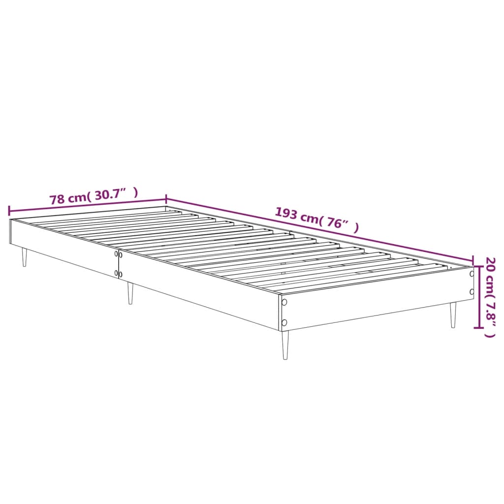 vidaXL Πλαίσιο Κρεβατιού Χωρ. Στρώμα Sonoma Δρυς 75x190εκ Επεξ. Ξύλο