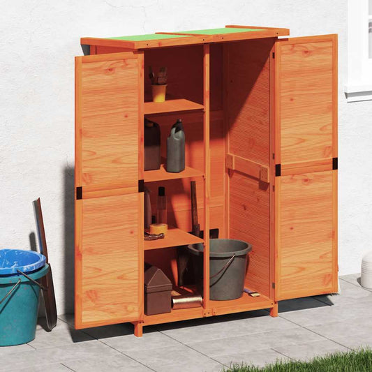 vidaXL Αποθήκη Εργαλείων Κήπου Καφέ 83x57x140 εκ. Μασίφ Ξύλο Πεύκου