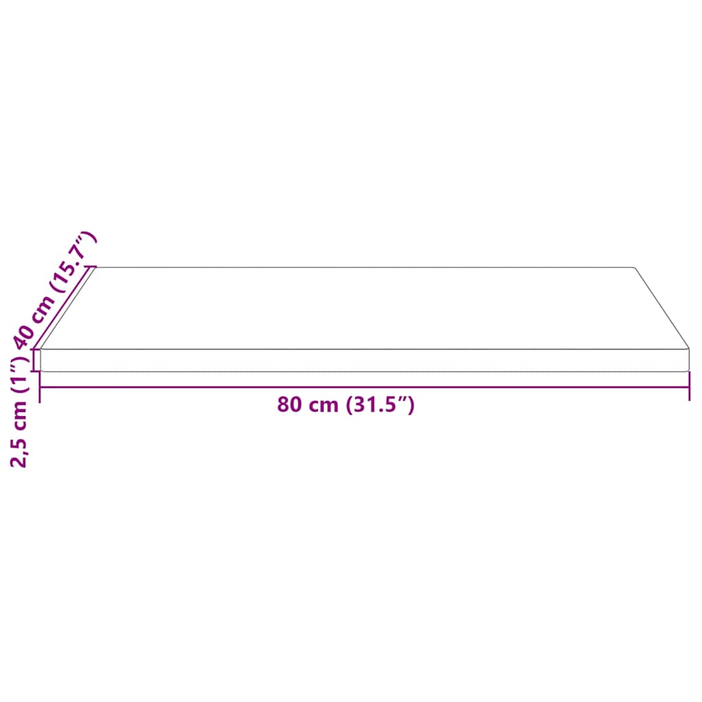 vidaXL Επιφάνεια Τραπεζιού Ορθογ. 80x40x2,5 εκ. από Μασίφ Ξύλο Πεύκου