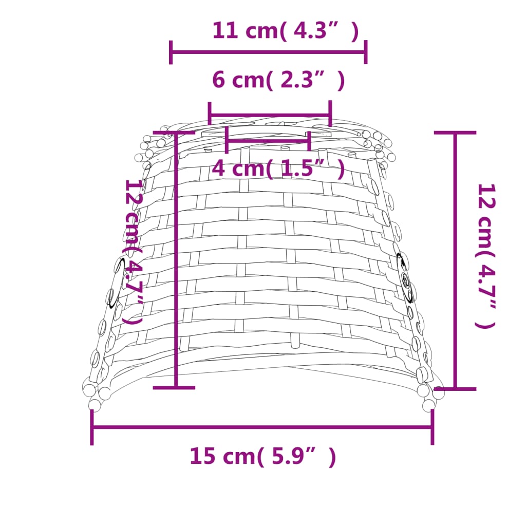 vidaXL Καπέλο Φωτιστικού Οροφής Λευκό Ø15x12 εκ. από Wicker
