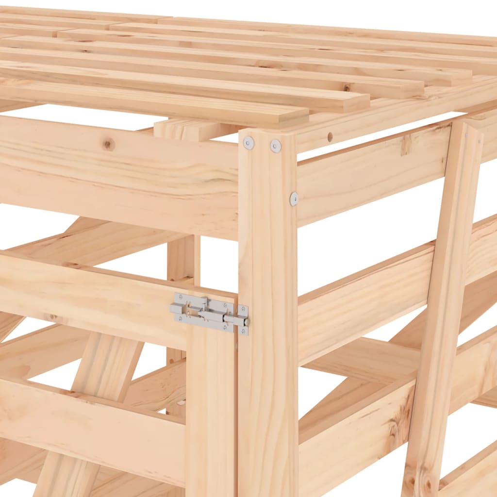 vidaXL Αποθήκευση Τροχήλατου Κάδου Τετραπλή Μαύρη Μασίφ Ξύλο Πεύκου