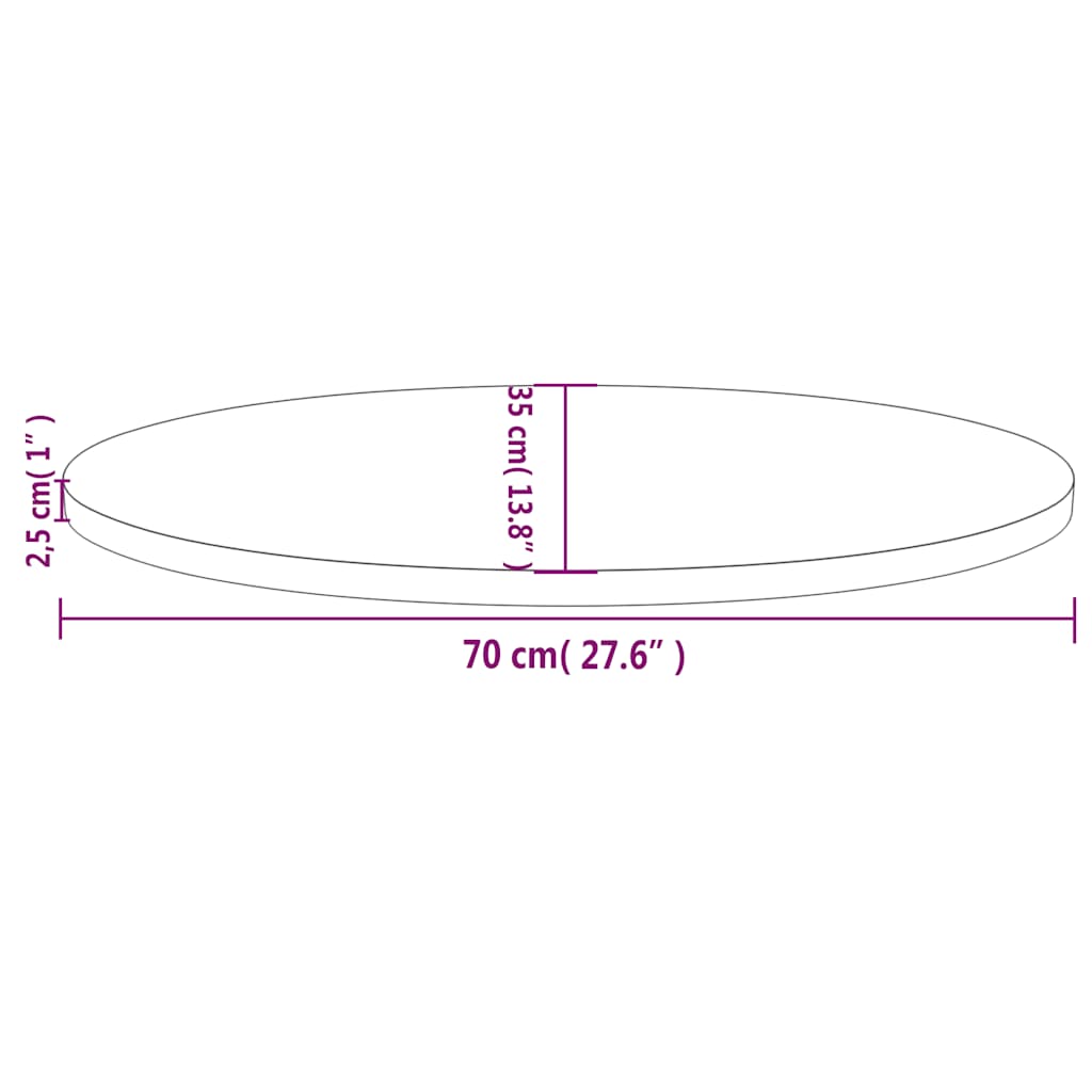 vidaXL Επιφάνεια Τραπεζιού Οβάλ 70x35x2,5 εκ. από Μασίφ Ξύλο Πεύκου