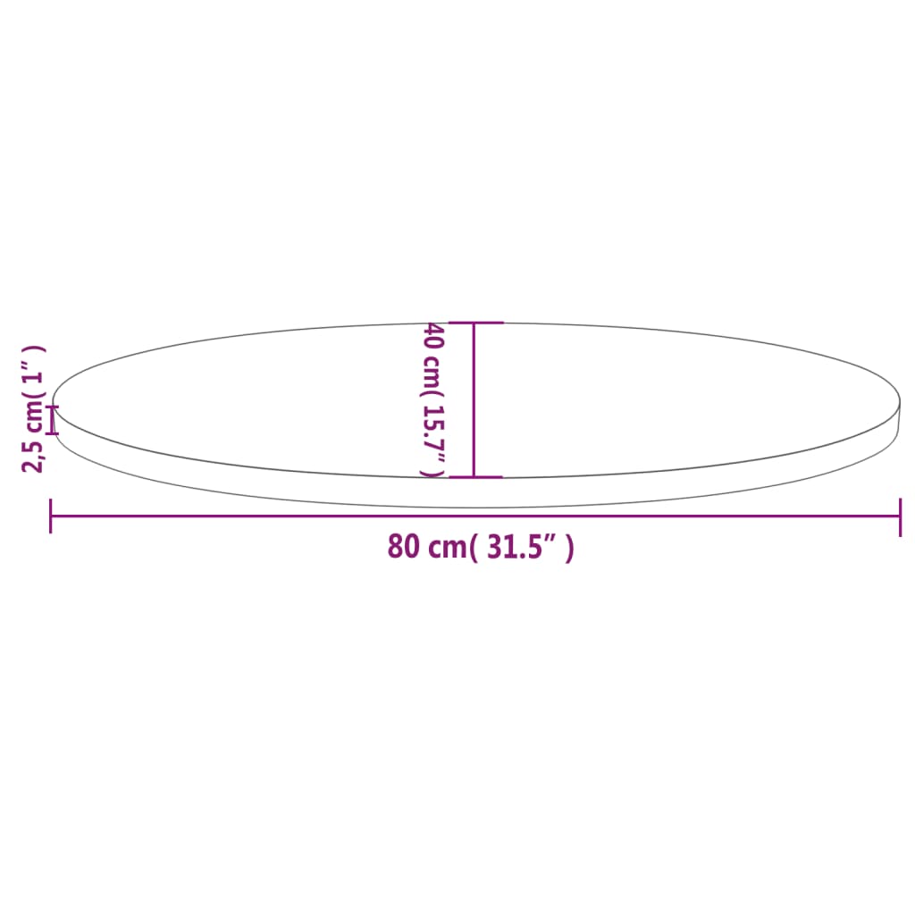 vidaXL Επιφάνεια Τραπεζιού Οβάλ Λευκή 80x40x2,5 εκ. Μασίφ Ξύλο Πεύκου
