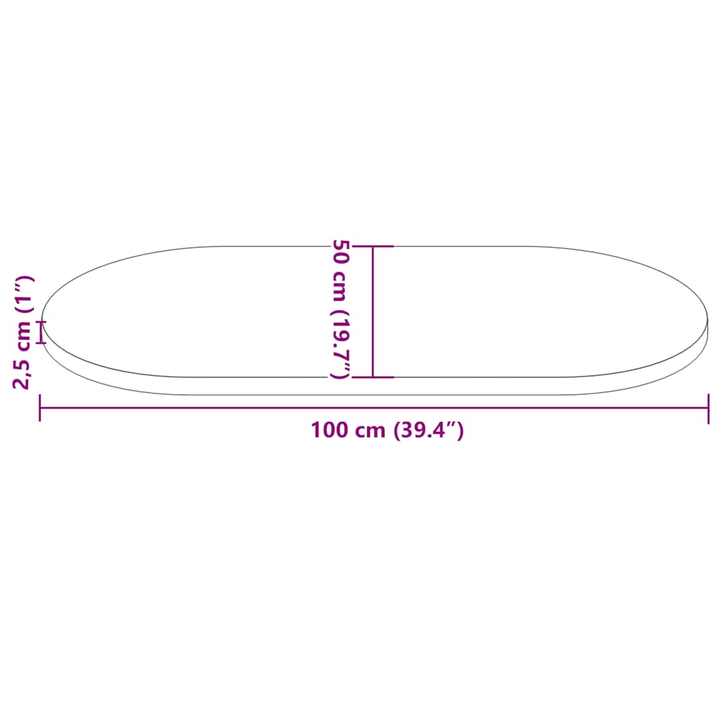 vidaXL Επιφάνεια Τραπεζιού Οβάλ Λευκή 100x50x2,5 εκ. Μασίφ Ξύλο Πεύκου