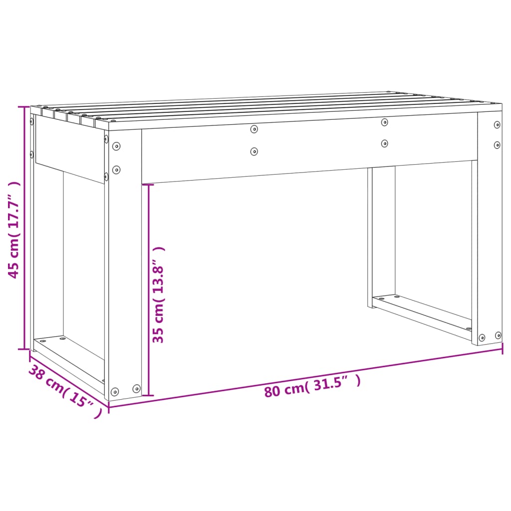 vidaXL Παγκάκι Κήπου 80 x 38 x 45 εκ. από Μασίφ Ξύλο Ψευδοτσούγκας