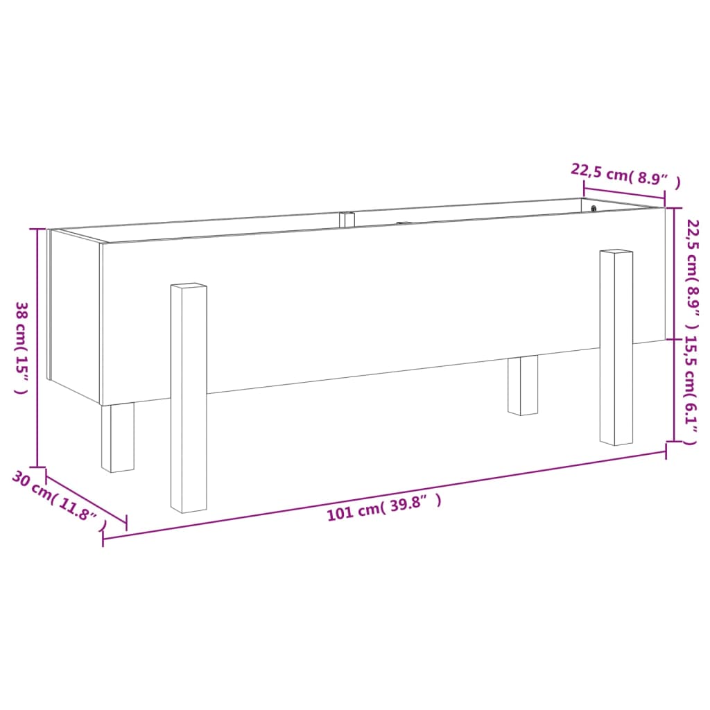vidaXL Ζαρντινιέρα Υπερυψωμένη 101x30x38 εκ. από Μασίφ Ξύλο Πεύκου