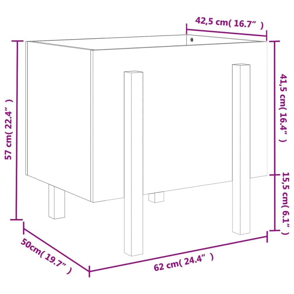 vidaXL Ζαρντινιέρα Λευκή 62x50x57 εκ. από Μασίφ Ξύλο Πεύκου