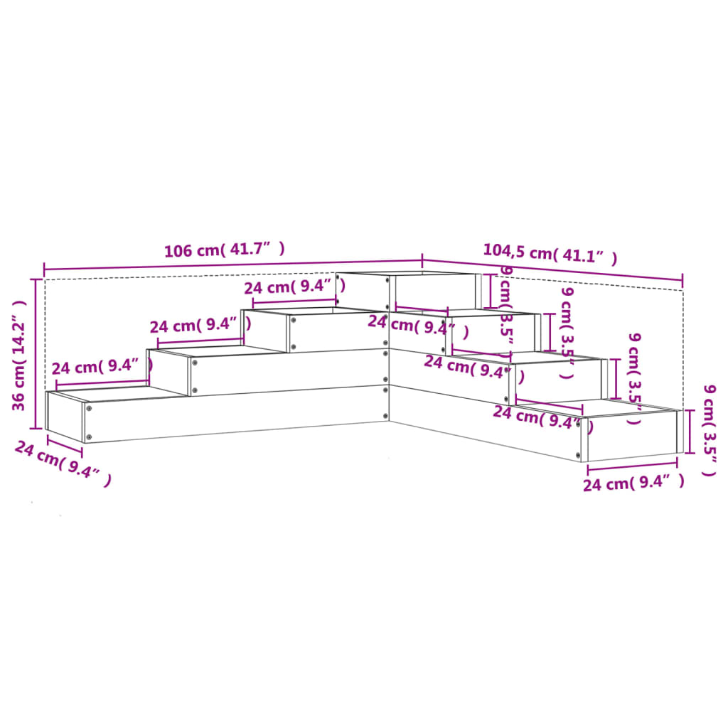 vidaXL Ζαρντινιέρα Κήπου 4 Επιπέδων 106x104,5x36 εκ Μασίφ Ψευδοτσούγκα