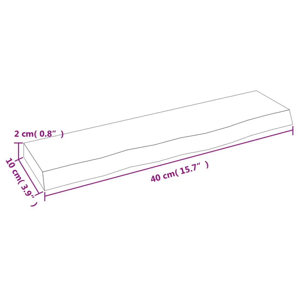 vidaXL Ράφι Τοίχου 40 x 10 x 2 εκ. από Ακατέργαστο Μασίφ Ξύλο Δρυός