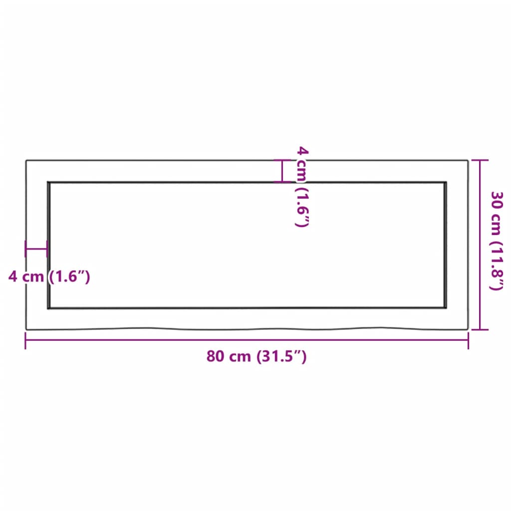 vidaXL Ράφι Τοίχου 80x30x(2-6) εκ. από Ακατέργαστο Μασίφ Ξύλο Δρυός