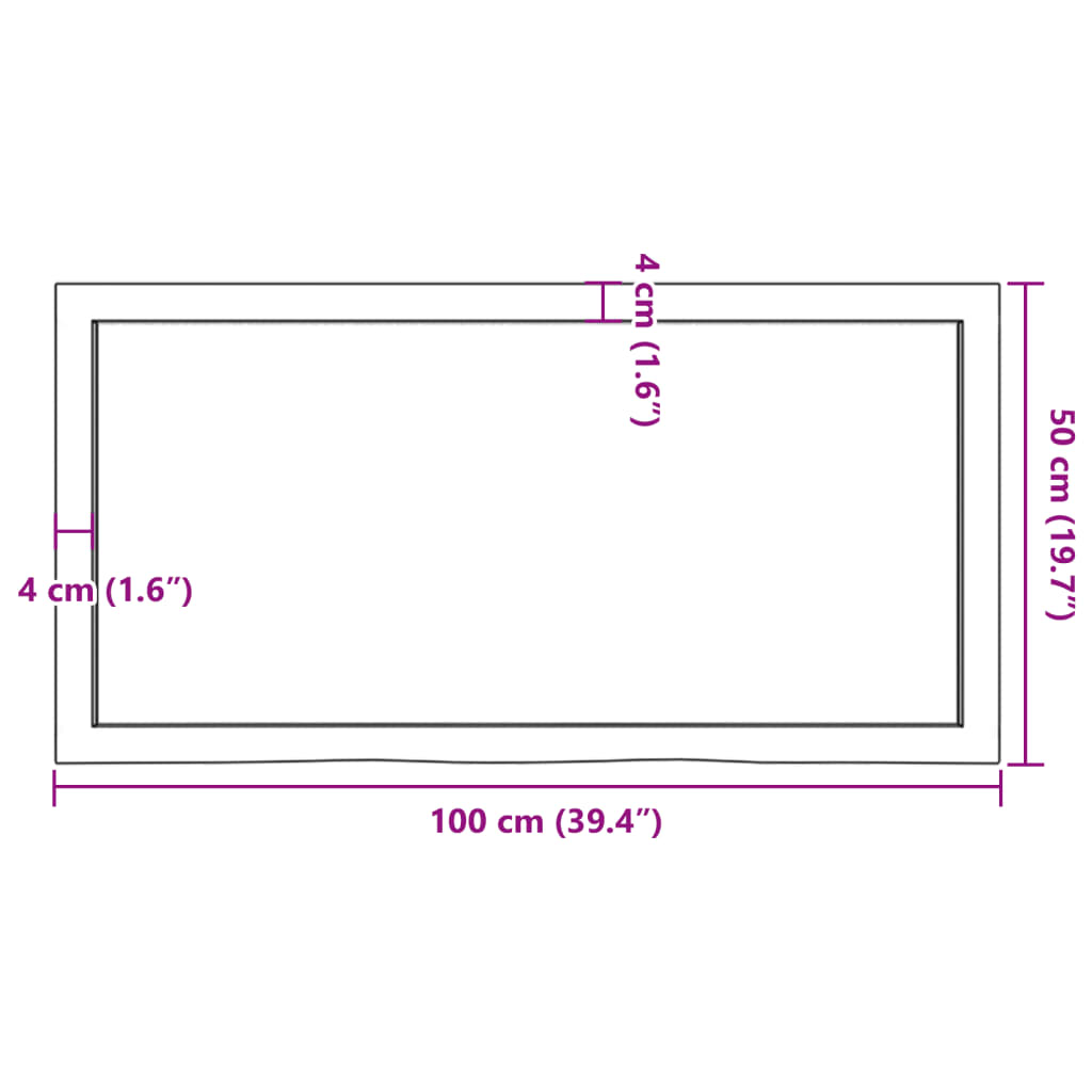 vidaXL Ράφι Τοίχου 100x50x(2-4) εκ. από Ακατέργαστο Μασίφ Ξύλο Δρυός